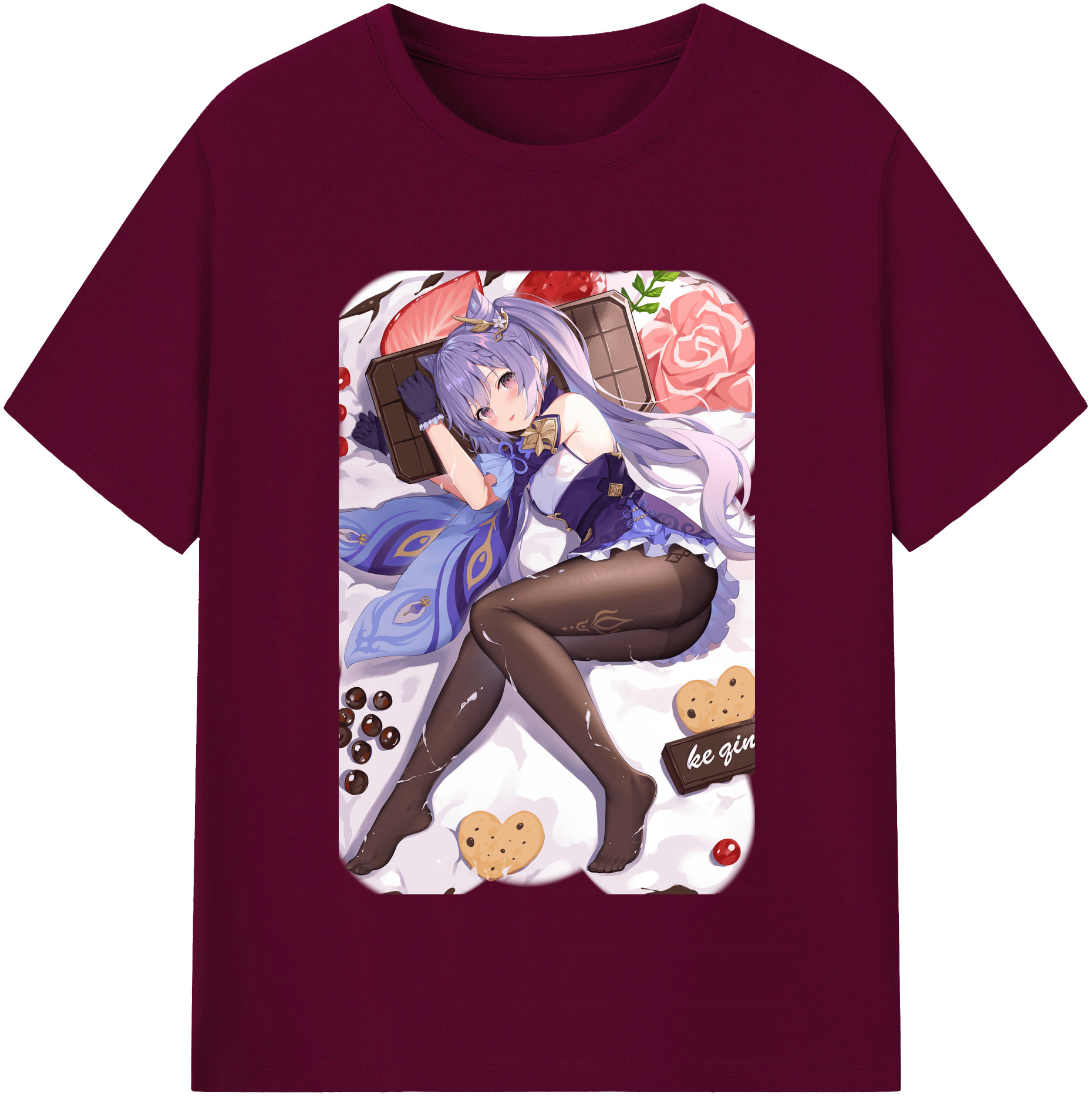 げんし神 刻晴 こくせい genshin Kokusei レディースカジュアルプリントTシャツ（綿100％）